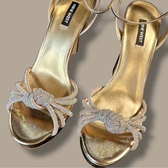 NWOT Nine West ‘Wowzz Platform Dress Sandals’ in “Bronze Crystal” Size 11 - Picture 6 of 16